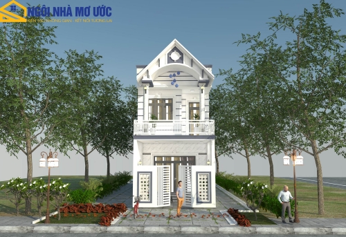 Mẫu nhà phố 2 tầng phong cách mái thái ai nhìn cũng thích 5x15m