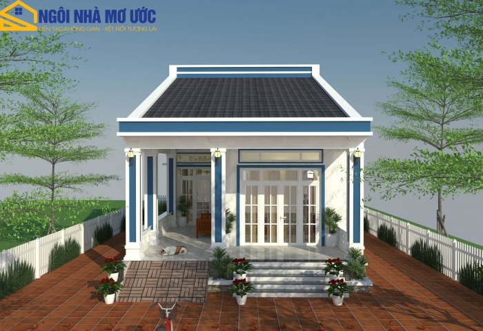 Mẫu nhà vườn chữ L mái thái tạo phong riêng đẹp ngỡ ngàng 7x17m